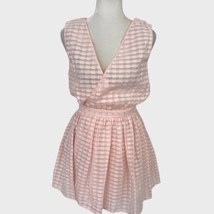 Red Valentino Pale Pink Checkered Wrap Mini Dress with Tie Belt NWT Size 40